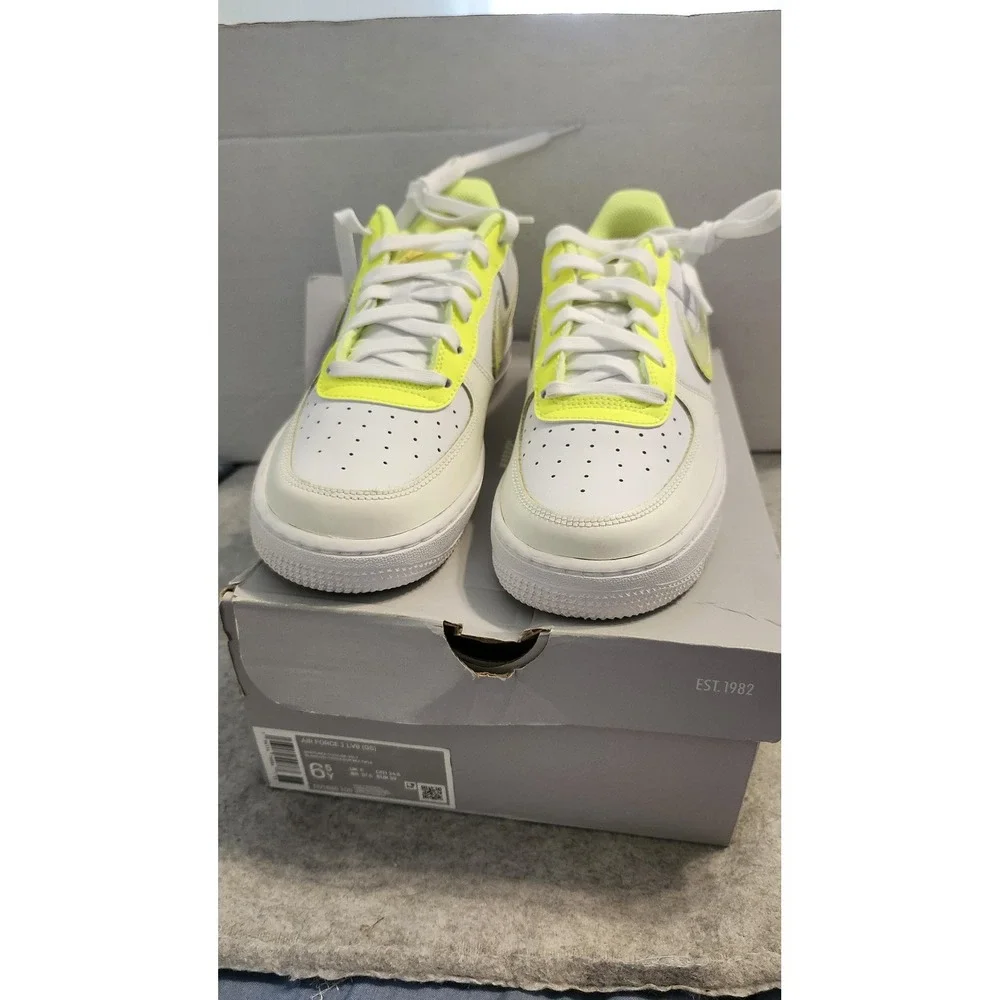 Nike Air Force 1 LV8 Shoes Youth Size 6.5Y White Volt Multi Color DV1680 100 New